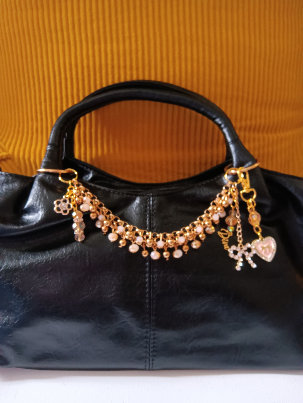 Gold Pearl Bag Charm